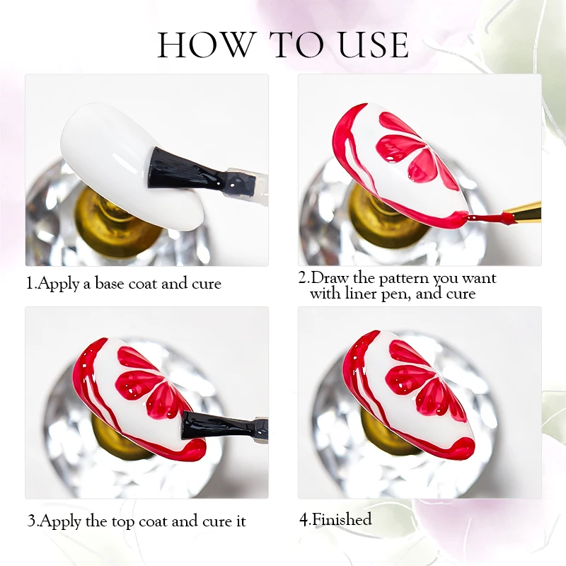 

MEET ACROSS 3D Embossed Carving Painting Gel Nail Polish Soak Off UV LED Gel Nail Drawing Gel Varnish Nail Art Decoration