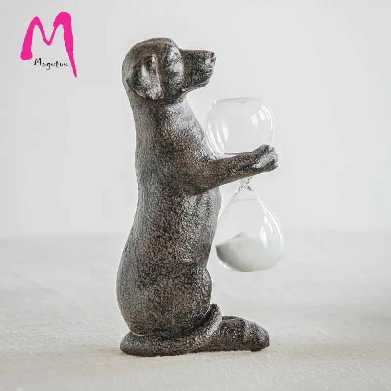 

[MGT] American Retro Dog Hold Hourglass Timer Decoration Creative Home Decoration Office Decoration Birthday Gift