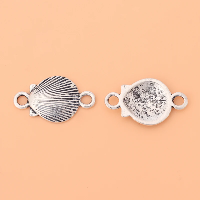 

30pcs/Lot Tibetan Silver Scallop Seashell Shell Connectors Charms Pendants for DIY Bracelet Jewelry Making Findings Accessories