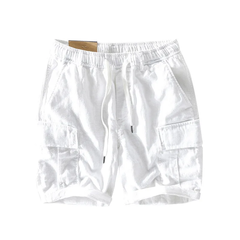 

Mens Summer Cotton linen Cargo Shorts 2021 New Army Tactical Shorts Pants Loose Work Casual Multi-pocket Military Shorts Men