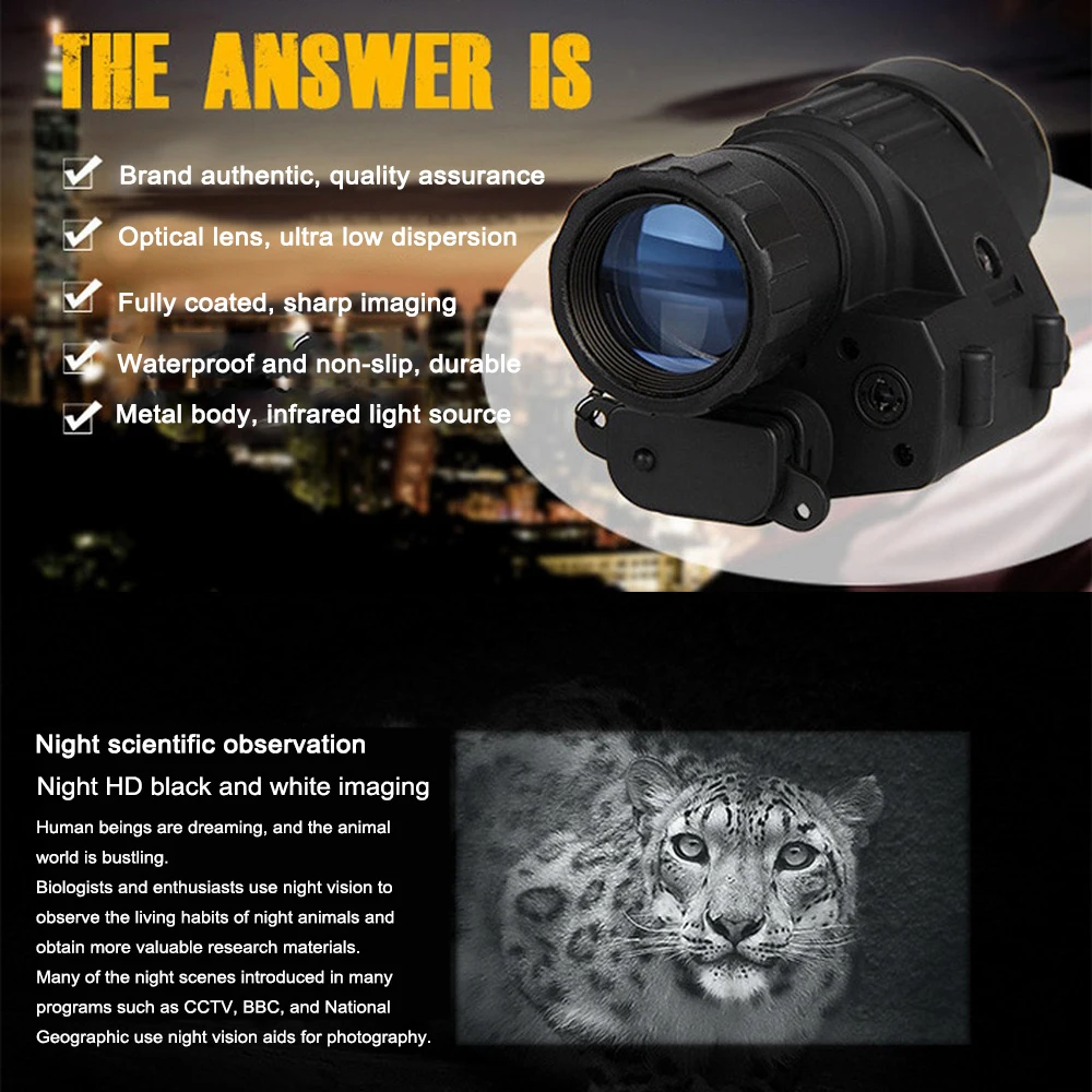 

PVS-14 Digital Infrared HD Night Vision Telescope IR Monoculars Helmet Tactical Scope Shooting Telescope for Outdoor Hunting
