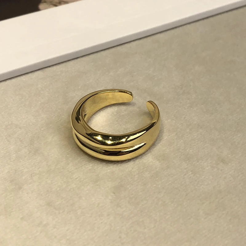 

Morivovog 925 Sterling Silver Double Layer Irregular Rings for Women Glossy Elegant Quality Thick Wide Rings Fashionable Jewelry