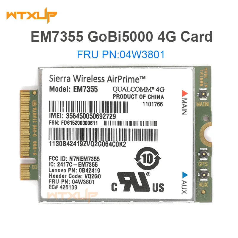 Беспроводная карта WWAN EM7355 Sierra Gobi5000 LTE 4G модуль M.2 NGFF 04W3801 для Lenovo L440 L540 T431s T440 T540P W540