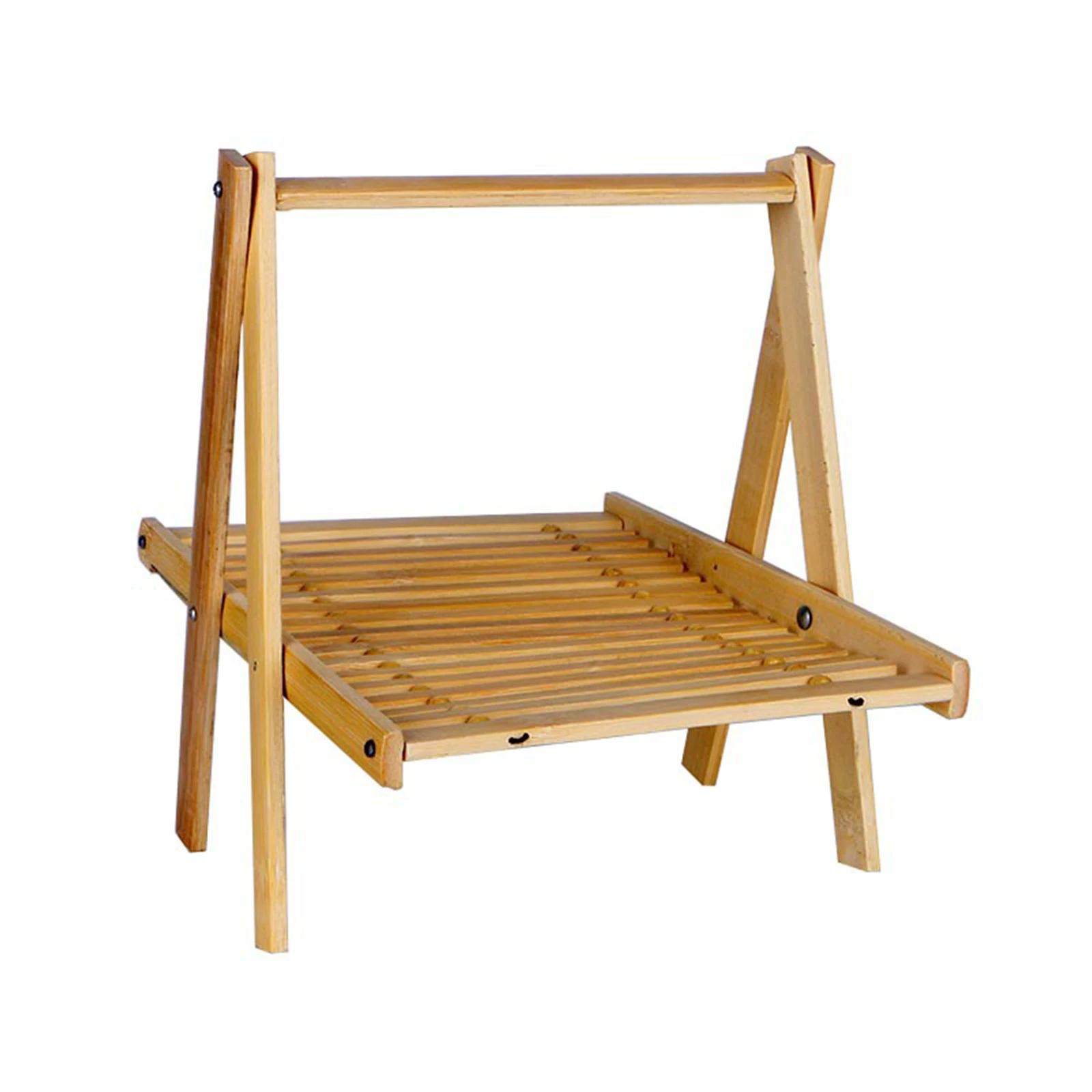 

Folding Bamboo Basket Food Display Holder Countertop Container Vegetables Fruits Rack for Home Restaurant