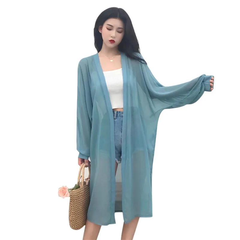 Женский летний Кардиган с длинным рукавом блузка топы пикантная накидка