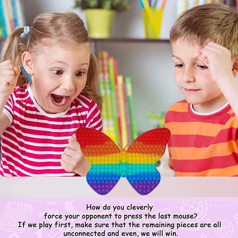 

Large Size Pop-It Fidget Toy Butterfly Shape Popular Bubble Sensory Decompression Toy Anti-anxiety Toy Go-Pop Stress Relief Toy