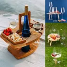 Уличные столы, деревянный складной стол для пикника с подставкой для бокалов, Круглый складной стол, поднос для закусок
