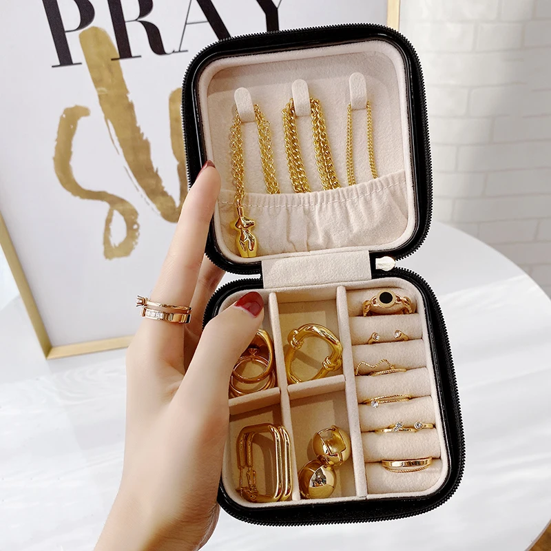 

Jewelry Organizer Zippered Jewelry Box Jewelry Casket Portable Makeup Storage Multi-layer Makeup Organizer Beauty Travel Box2021