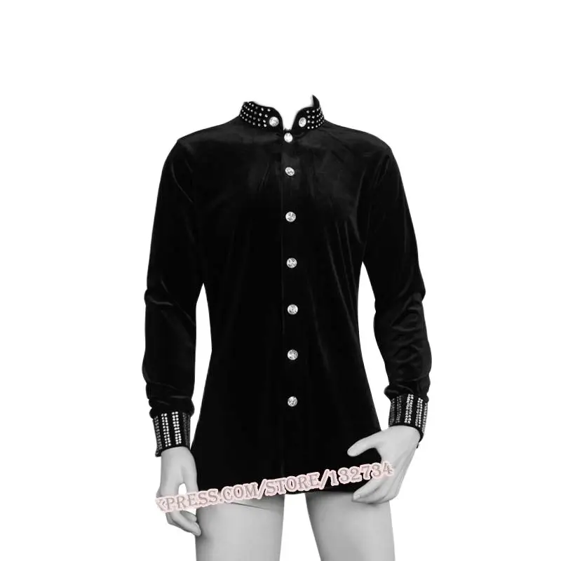 Рубашка мужская для бальных танцев бесплатный индивидуальный топ из черного