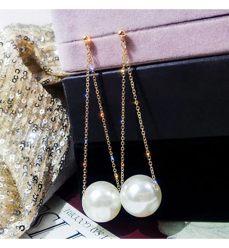 Новая женская большая имитация жемчуга длинный V стиль кисточкой Высокое