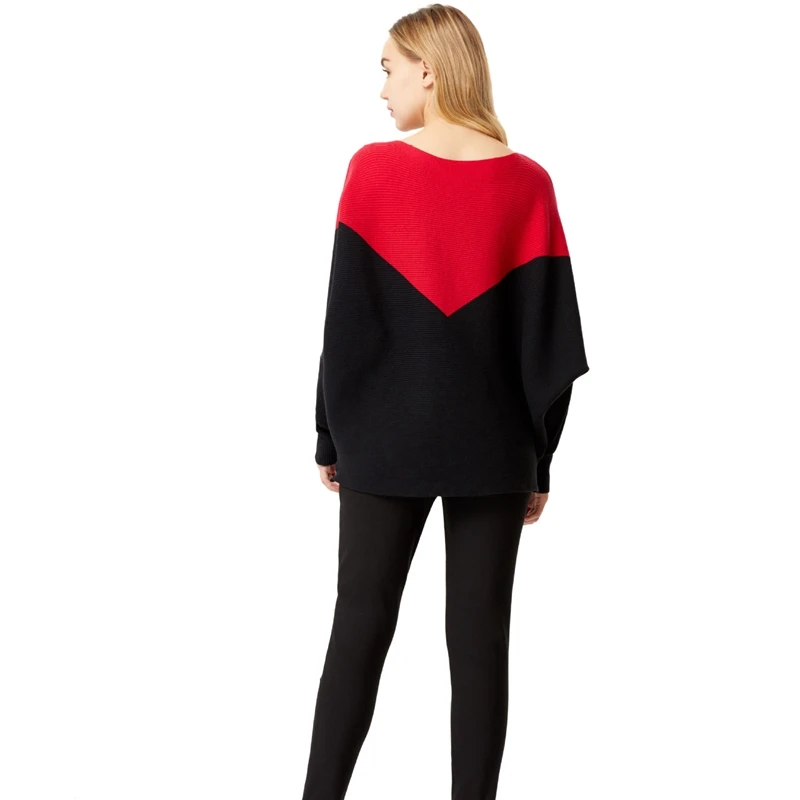 

Off Shoulder Women Pullovers And Sweaters Autumn Winter Heart Patchwork Knitwear Batwing Sleeve Soft Jumper Jersey Mujer