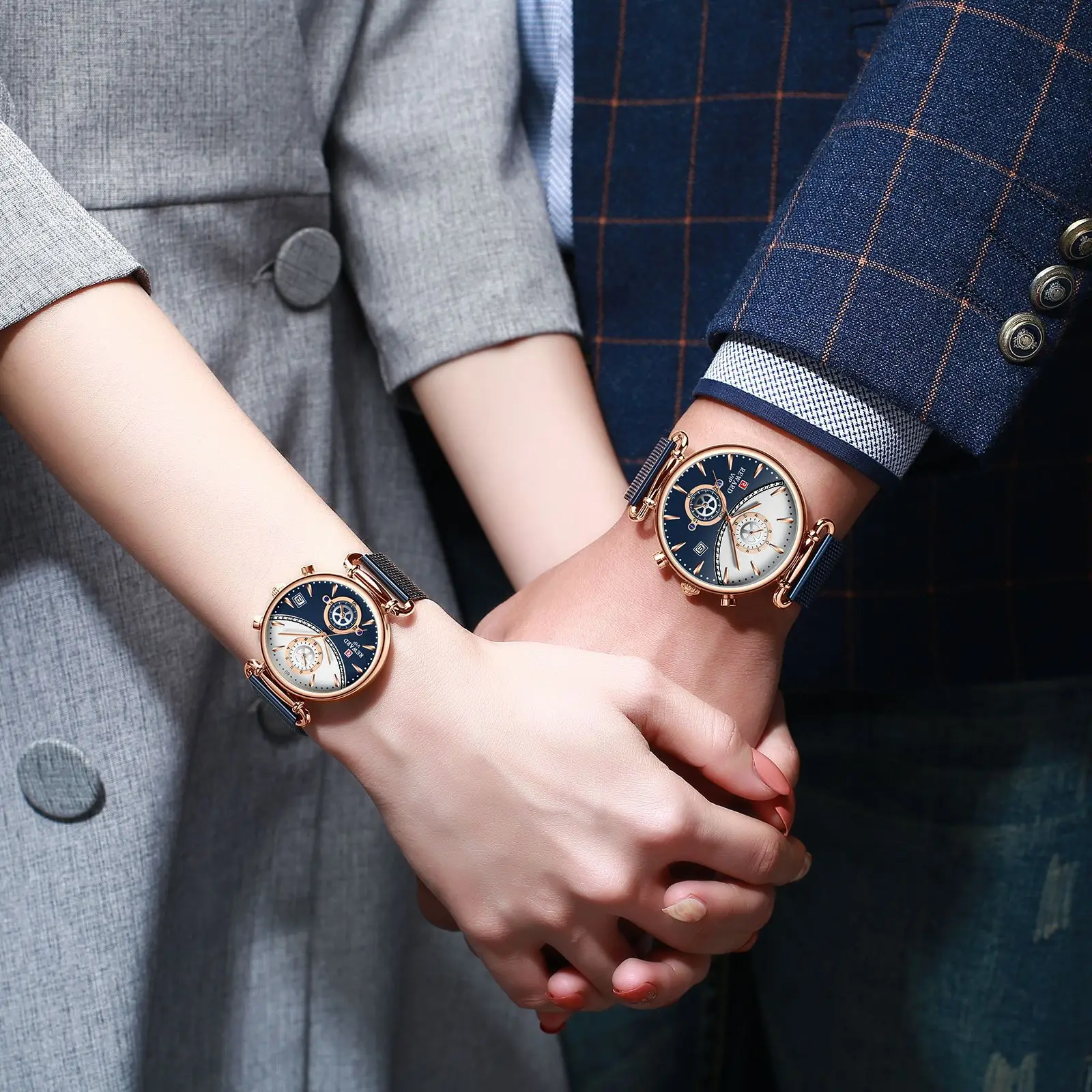 

Награда 2020 новая пара часы тенденции моды ins Пара часы Молодежные водонепроницаемые кварцевые женские часы из нержавеющей стали, часы для ж...