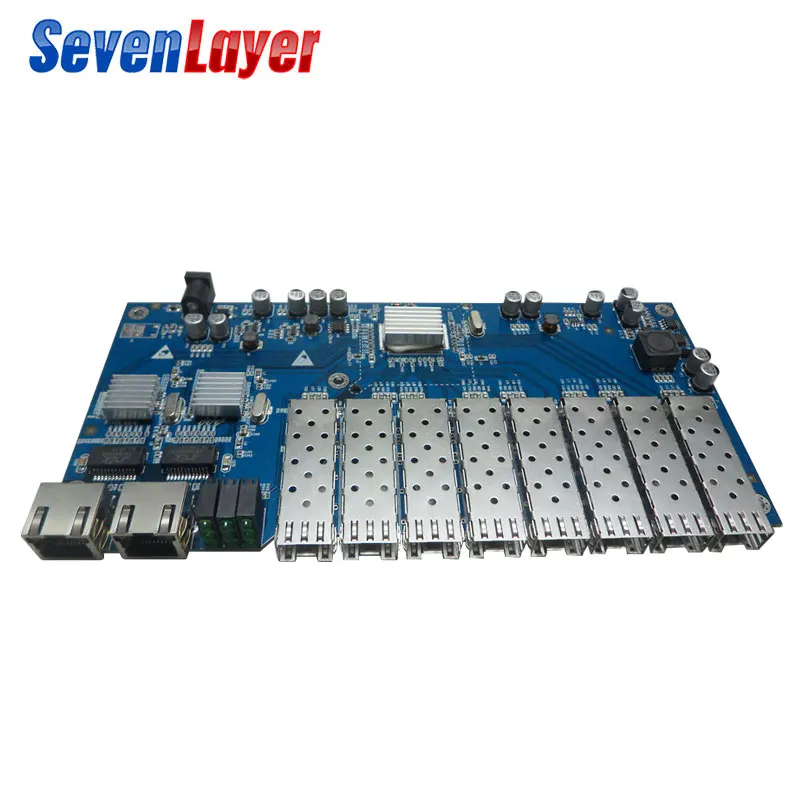 Гигабитный волоконно оптический коммутатор Ethernet 8 SFP solt 2 RJ45 PCBA board Media Converter 10/100/1000M