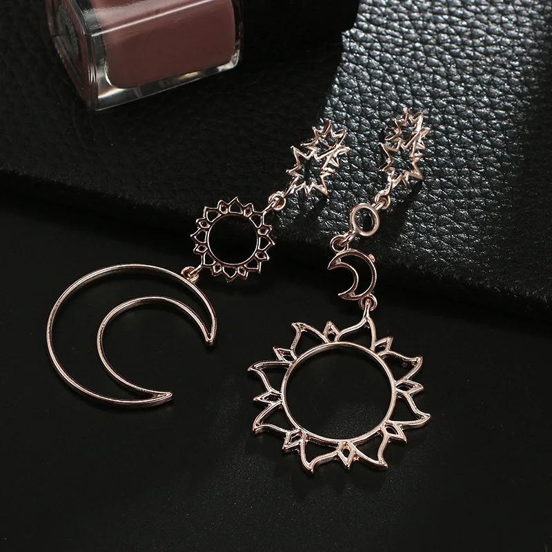 New Bohemia Rose Gold Geometry Earrings For Women Hollow Star Moon Drop Earring Bijoux Femme Gift Statement Jewelry 4ED97 | Украшения и