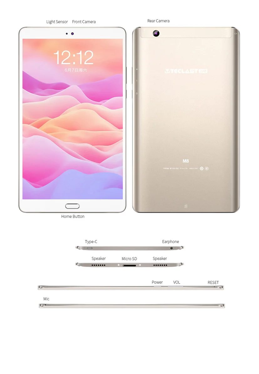 Планшет Teclast M8 на Android, нетбук, 3 Гб ОЗУ, 32 Гб ПЗУ, 8,4 дюймов, 2560x1600, четырехъядерный планшет, двойной Wifi, gps, двойная камера