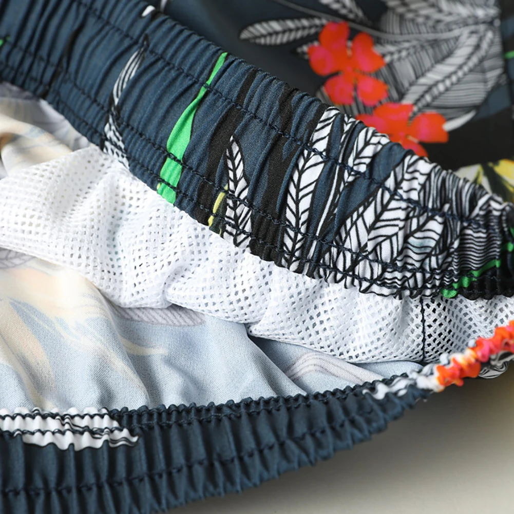 

Summer Flower Leaves Men Leisure Shorts Quick Drying Breathable LeisureDrawstring Pocket Beach Swim Trunks