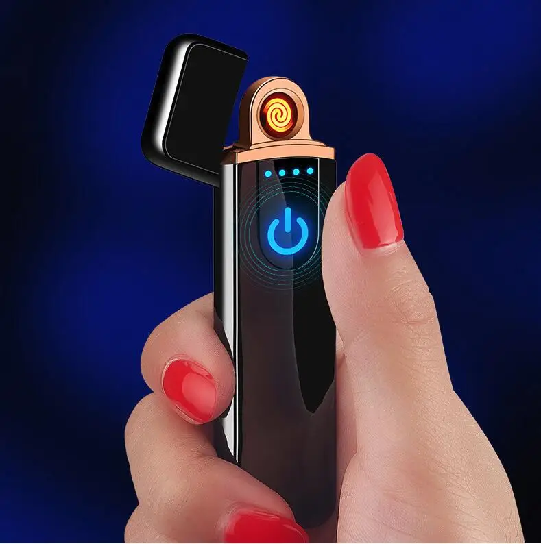 New thin usb charging lighter touch screen electronic cigarette lighters small rechargeable electric windproof men gift | Дом и сад