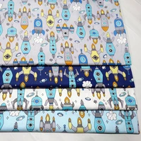 baby boy cotton bed quilting fabric printing rocket cloth for diy sewing bed sheet material