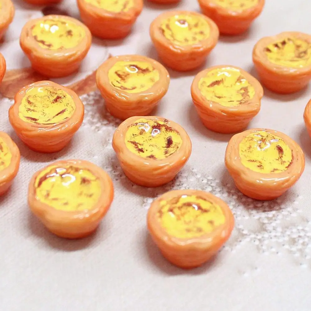

5Pcs Miniature Egg Tart Shape Food Models Dollhouse Resin Accessories Kids Toy