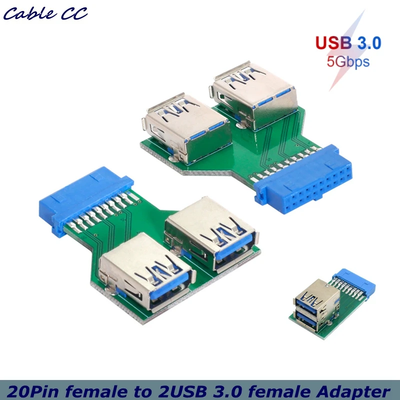 

5Gbps 20Pin to Dual USB3.0/3.1 Adapter Connverter Desktop Motherboard 19Pin/20Pin Header to 2 Ports USB 3.0/3.1 A Female