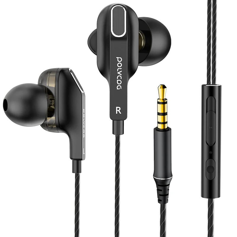 

In-ear Earphones Wired Headphones With Microphone 3.5mm HiFi Stereo Headset Quad Core Noise Cancelling Earphone For ios Android
