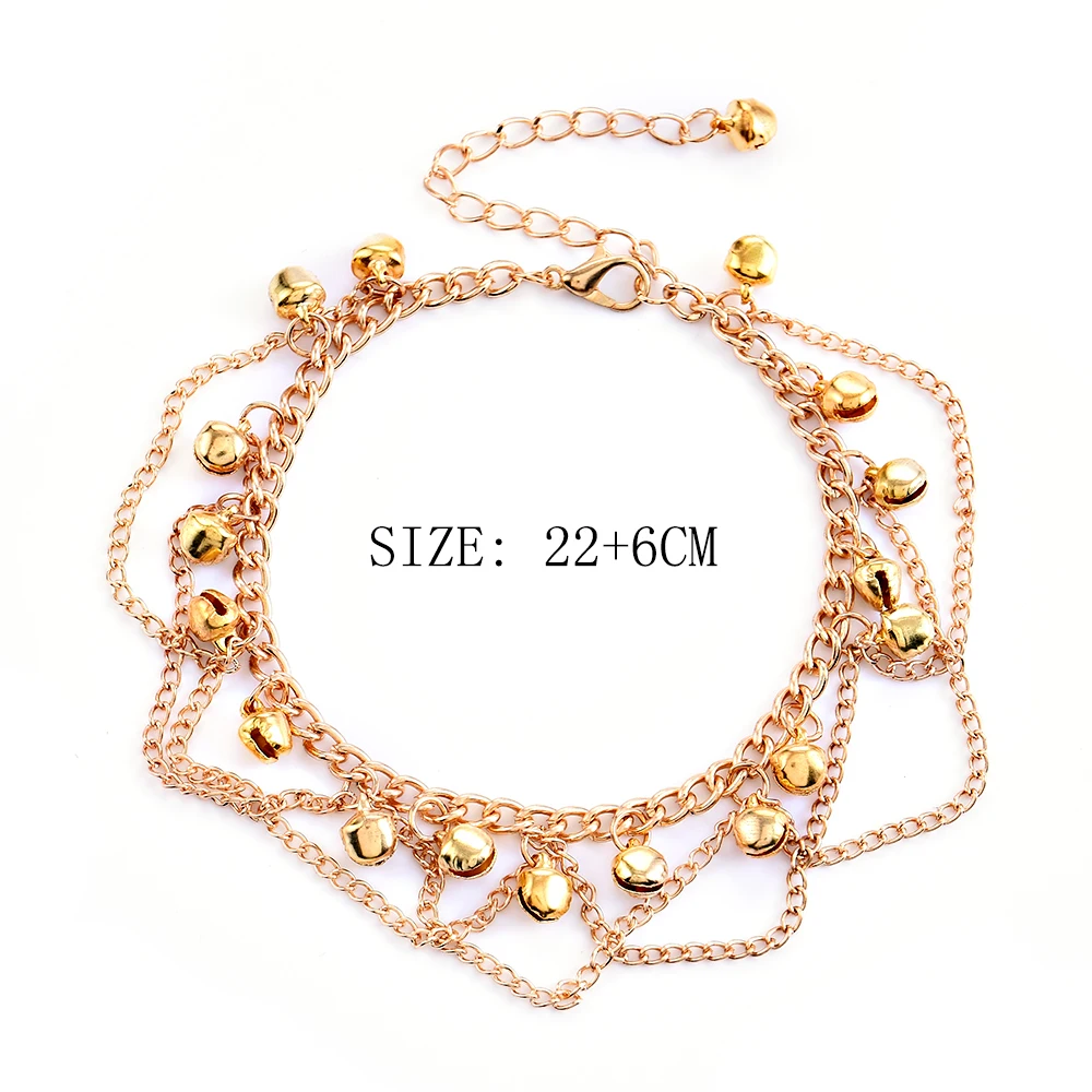 

Gold Tassel Chain Bells Sound Gold Metal Chain Anklet Bracelet Elegant Women Foot Chain Girl Beach Bracelets Foot Jewelry Gift