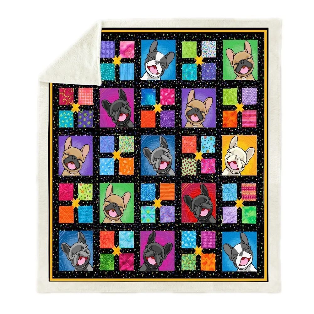 

Picnic Blanket Thick Double-layer Plush Anime Pet Dog Print Carry Blanket 100% Cotton