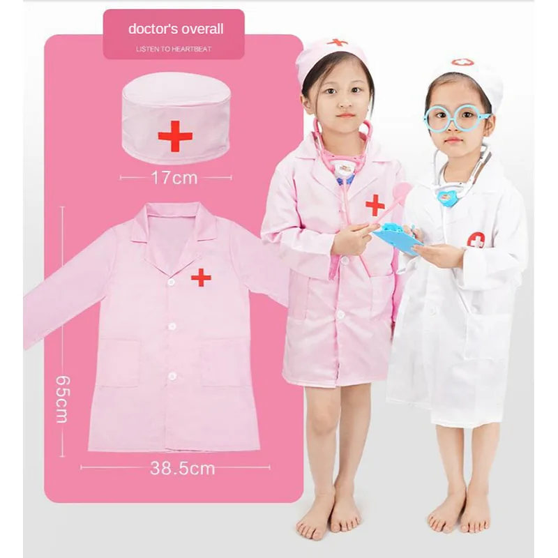 Детская одежда для врачей Костюм Доктор белого папы ролевых игр костюм медсестры