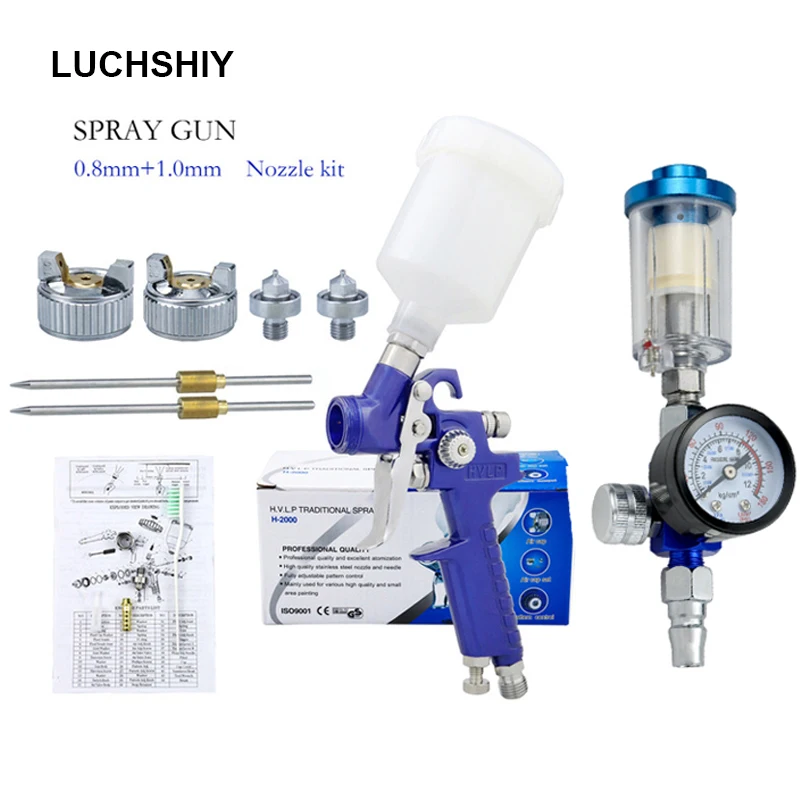 

HVLP Краски распылители мини H-2000 Профессиональный пистолет-распылитель Краски Аэрограф пневматический пистолет для Краски ing украшения авто...