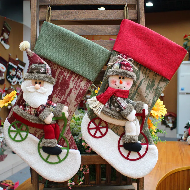 

2021 Christmas Stocking Pendant Santa Claus Snowman Socks Xmas Gift For Children Christmas Tree Hanging Stocking Decoration 2022