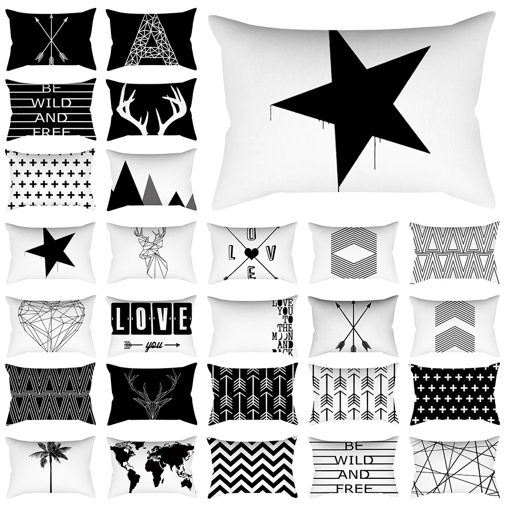 

Black & White Geometric Throw Cover Pillow Cushion Case Decor Dazzling