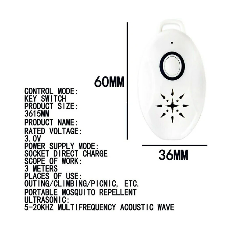 Ультразвуковой репеллент от комаров портативный отпугиватель насекомых уличный
