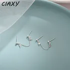 CIAXY 925 стерлингового серебра серьги-гвоздики со звёздочками для женщин Романтический кисточкой уха цепи двойной пирсинг Ювелирные серьги в подарок