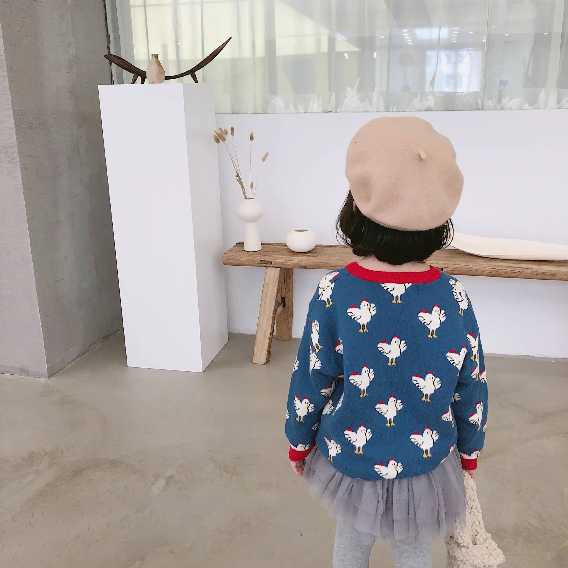 Tonytaobaby/осенне-зимняя одежда; Новинка; детская одежда для малышей; свитера; хлопковые свитера с рисунком цыпленка синего цвета