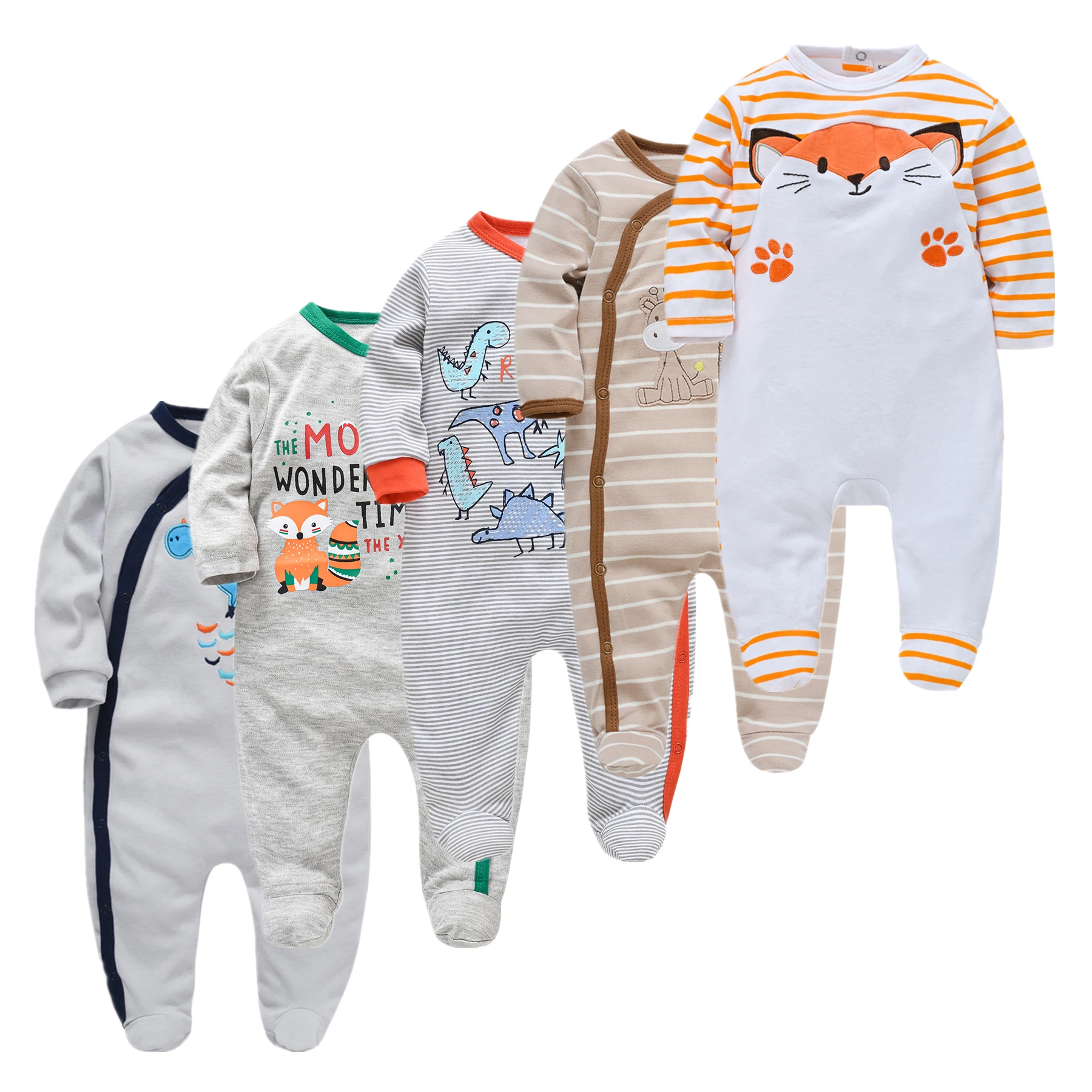 

Honeyzone 2022 Baby Girls Romper 3/5 Pcs Cotton Body bebe Clothes Long Sleeve Cartoon Print Summer Boy Jumpsuit Overalls