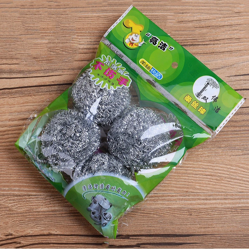 

4 Pcs Stainless Steel Scourer Wire Dish Pot Kitchen Cleaning Ball Washing Dishes Scrubbers Pan Bowl Cleaner Kitchen Accessories