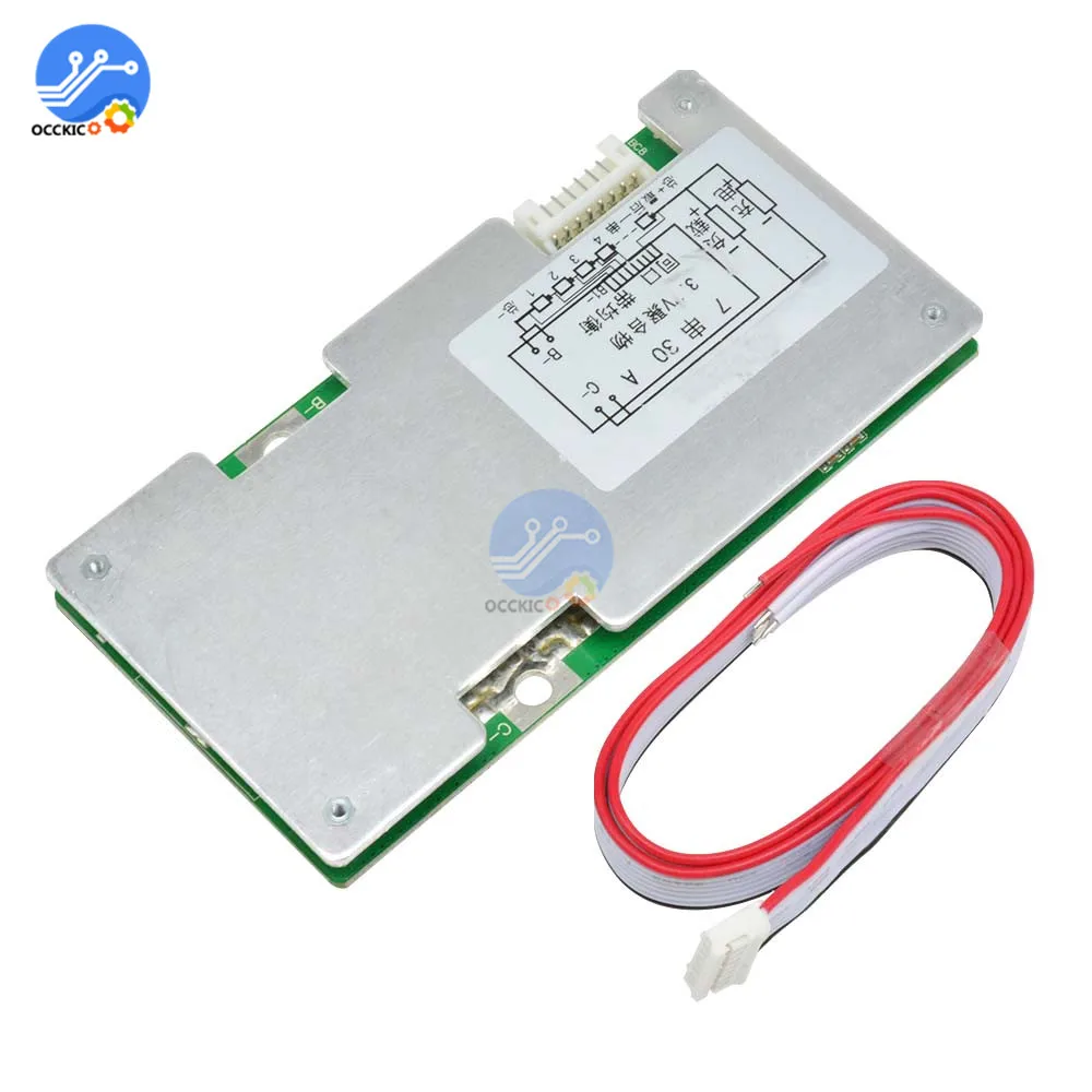 BMS 7S 24V 30A 18650 литиевая батарея Защитная плата балансировка тока Lipo Li Ion PCB Atmega
