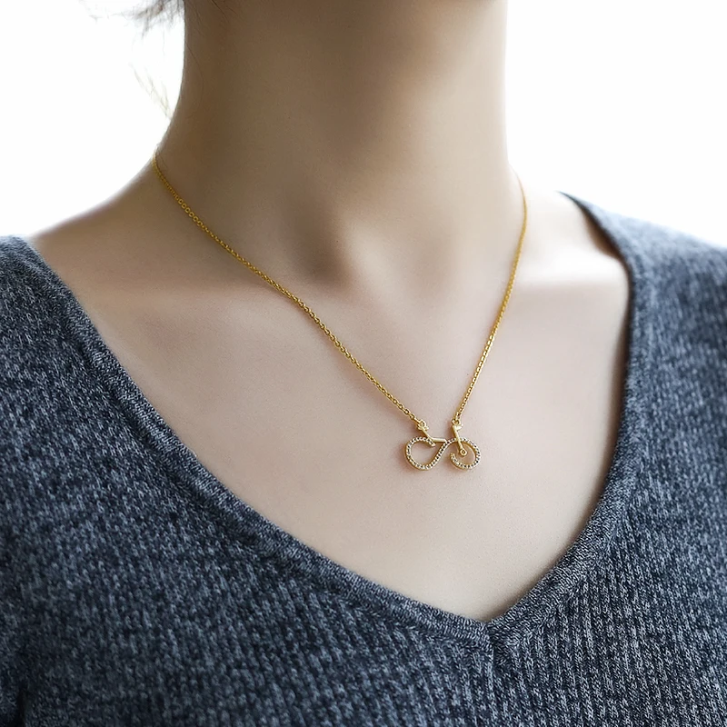 

Exquisite Bicycle Necklace Creative Unique Simple Style Fashion Men's and Women's Jewelry Zircon Pendant Clavicle Chain