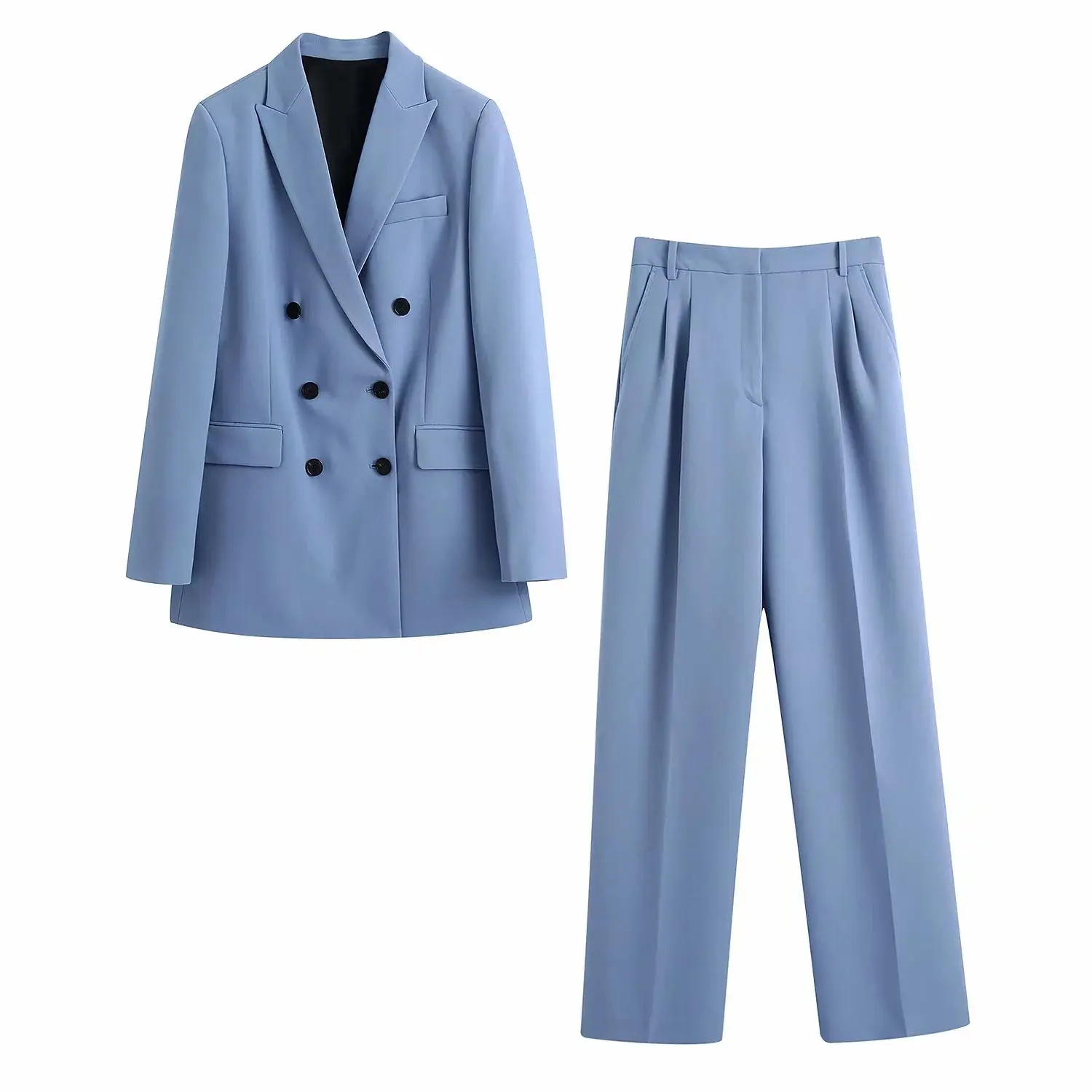 

2021 New Women 2 piece set suit Double breasted Blazer and Trousers Elegant High Fashion Chic Lady Woman blazer Outfits