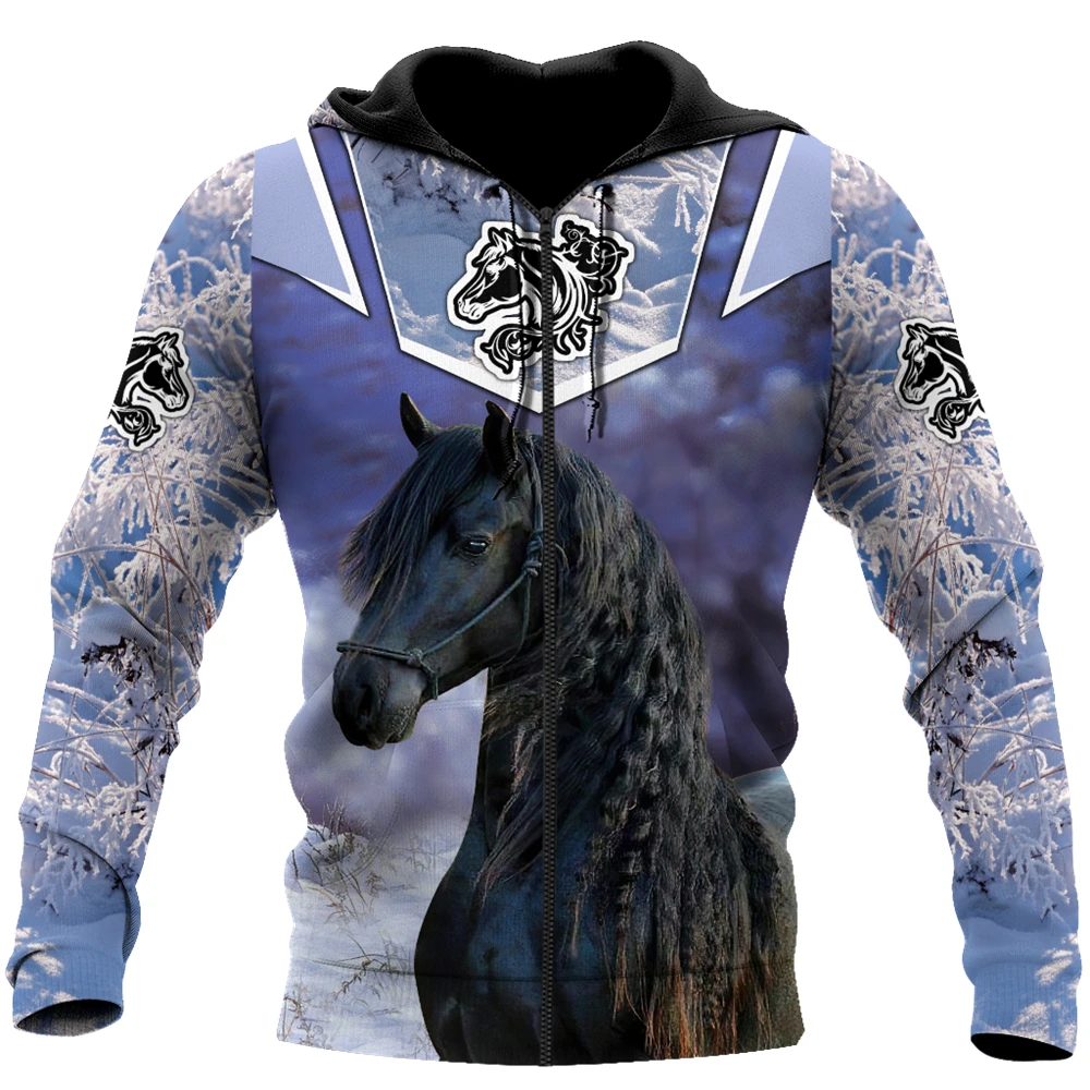 

Fashion Mens Zipper Hoodies Beautiful Friesian Horse 3D Full Printed Sweatshirts Unisex Casual Harajuku Hoodies DLL39