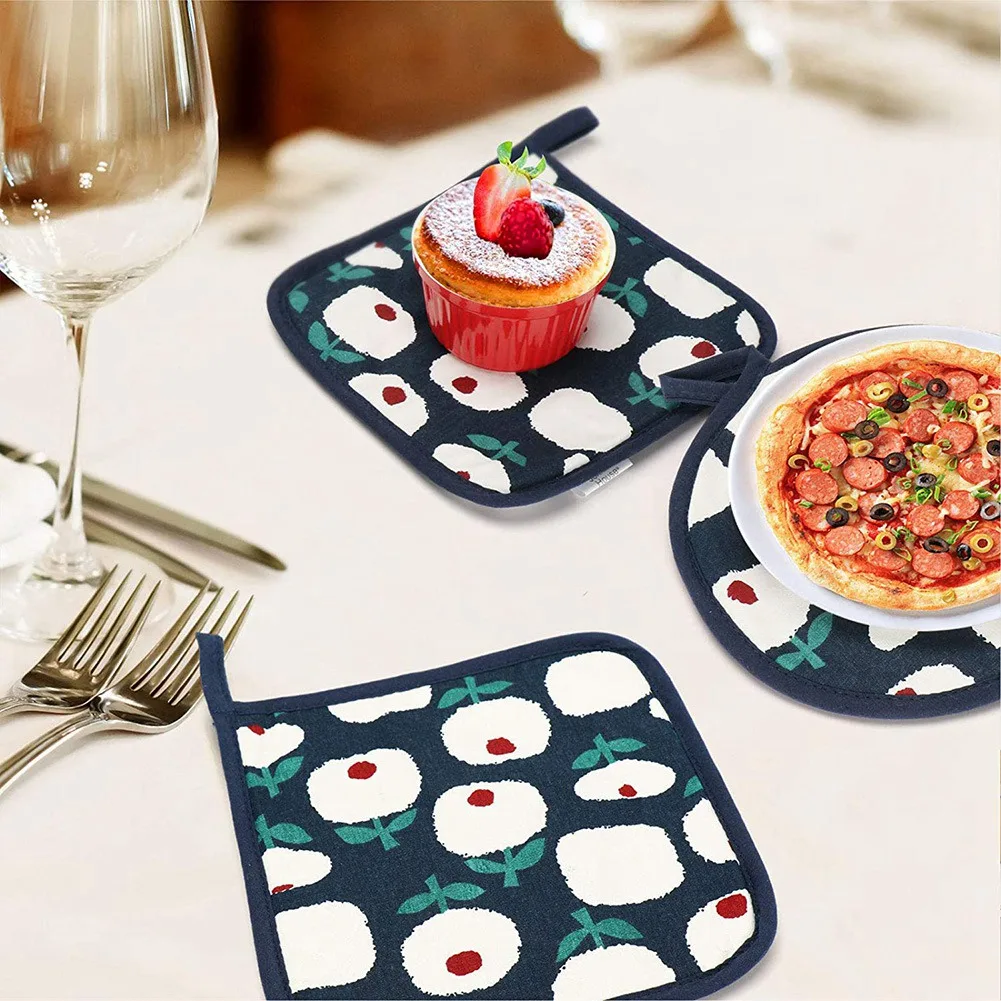 

Oven Mitts and Potholders,Pot Holders and Mitts Set, Pure Cotton Non Slip Gloves Set, for Kitchen Cooking