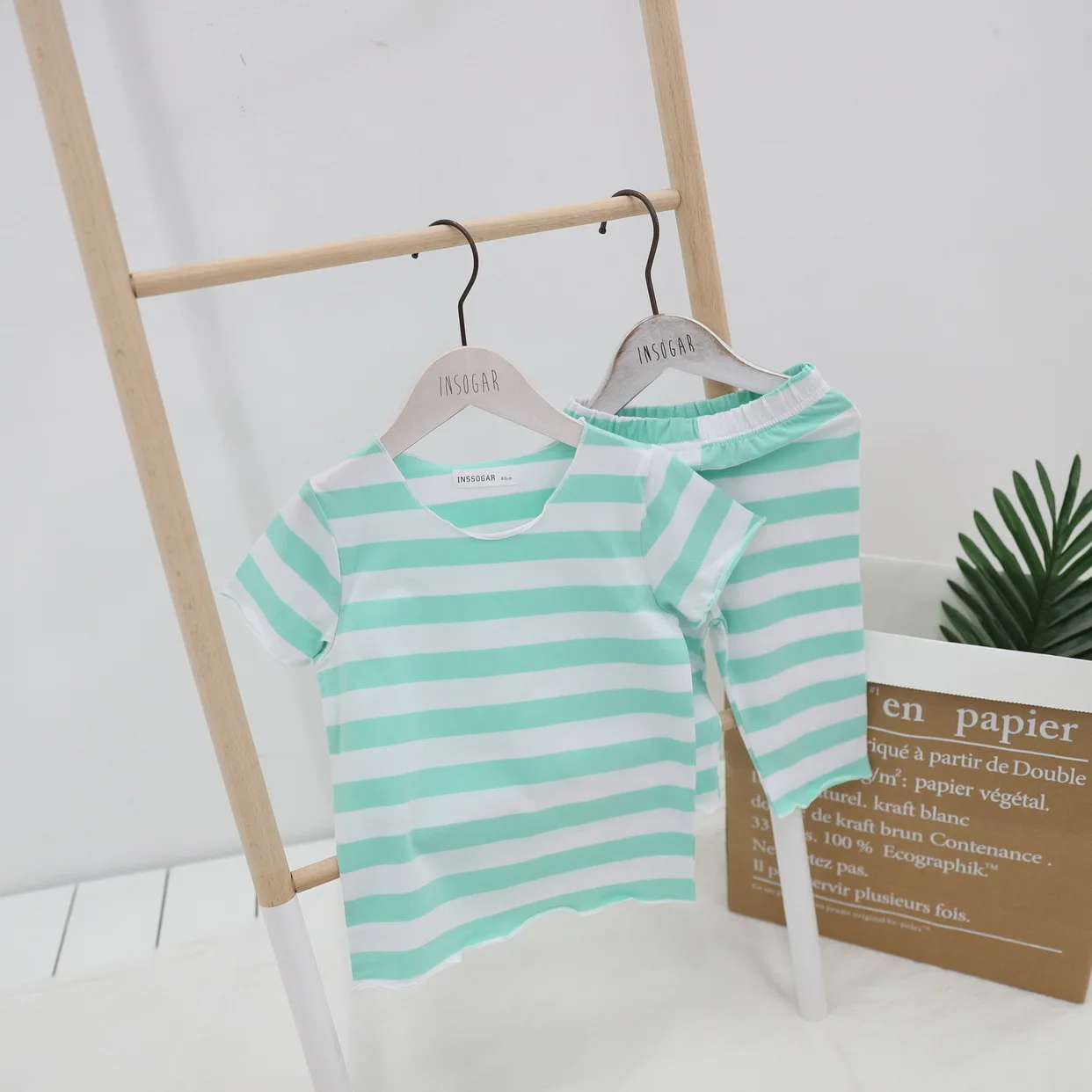 Детский пижамный комплект в полоску детская пижама из двух предметов летний