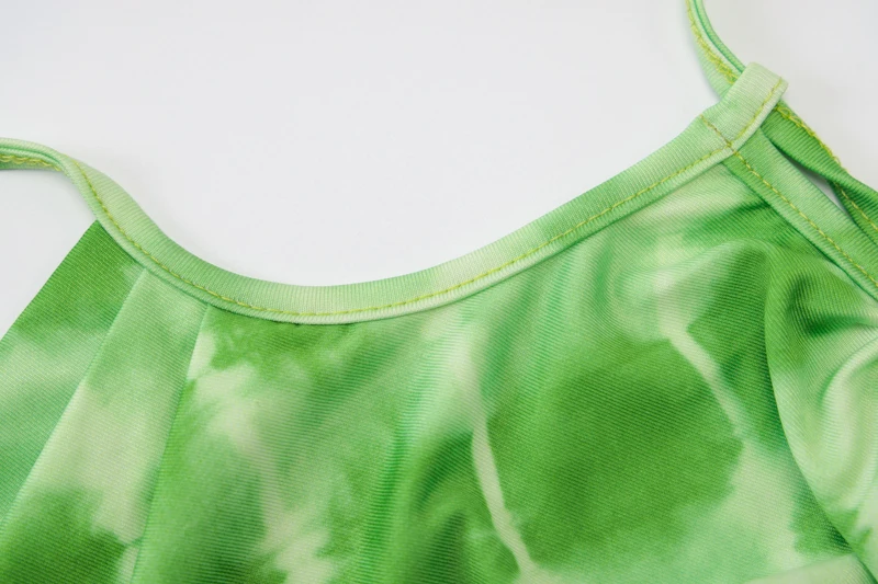 

Sexy Spaghetti Straps Slash Neck Tie Dye Crop Tops Women 2020 Summer Lace Up Backless Sleeveless Camisole Tops Female Streetwear