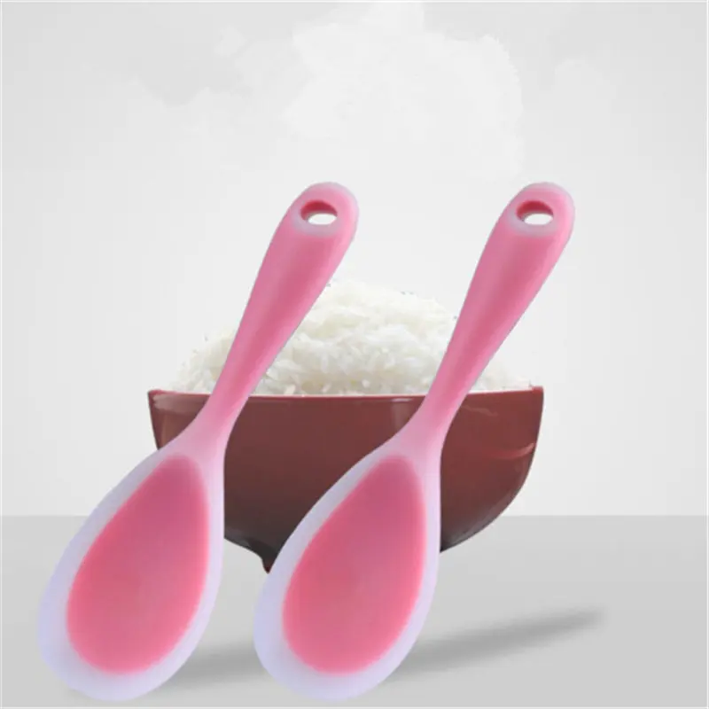 

Пищевая Термостойкая Силиконовая ложка для риса, термостойкая ложка для суши, силиконовая пластиковая ложка для риса, посуда