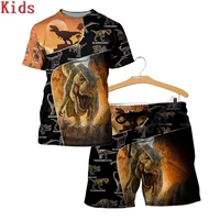 love dinosaur 3d printed t shirts and shorts kids funny childrens suit boy girl summer short sleeve suit kids apparel 23