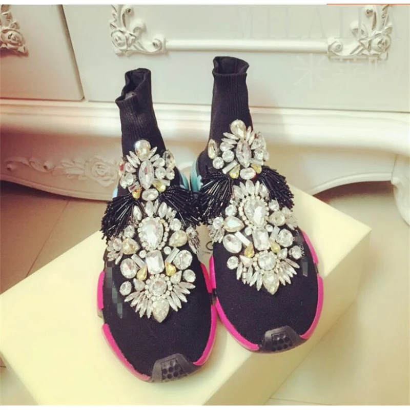 Гонконгский Тайланд модные брендовые носки на платформе с украшением в виде