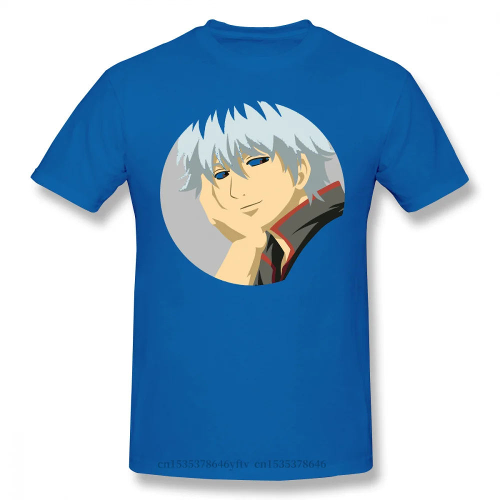 

2021 Leisure Fashion 100% cotton T-shirt Sakata Gintoki Print Funny GinTama Yorozuya Katsura Amanto Anime Men Streetwear