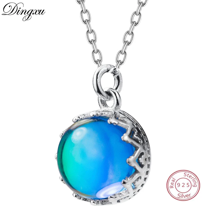 Женское ожерелье из серебра 100% пробы с подвеской синее Аврора кружевное