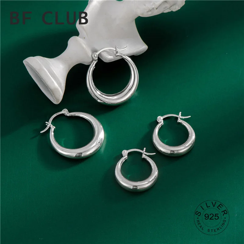 

925 Sterling Silver Earrings For Women Circle Geometic Trendy Jewelry Simple Party Accessories Gifts Gold Earring