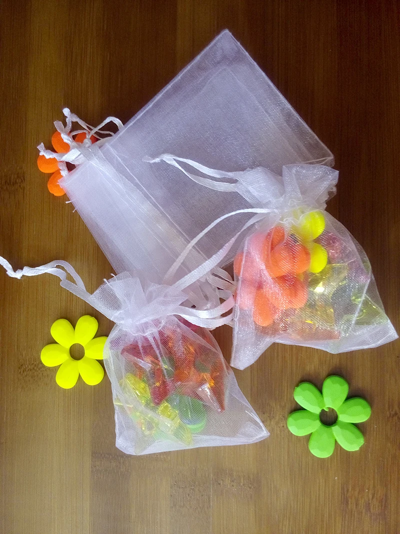 

25*35cm 100pcs Organza Bag white Drawstring bag jewelry packaging bags for tea/gift/food/candy small transparent pouch Yarn bag